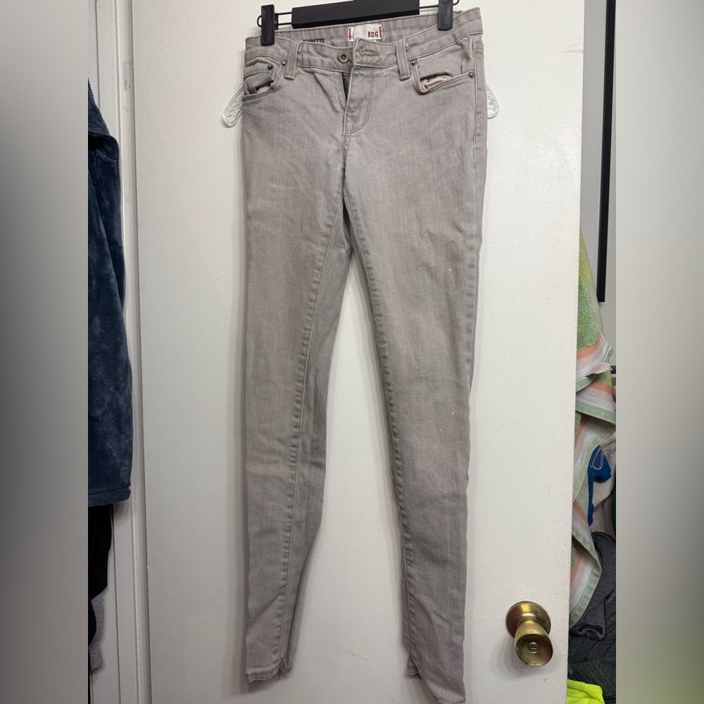 BDG Cigarette Skinny Jeans Taupe Gray Stretch Denim Size 26